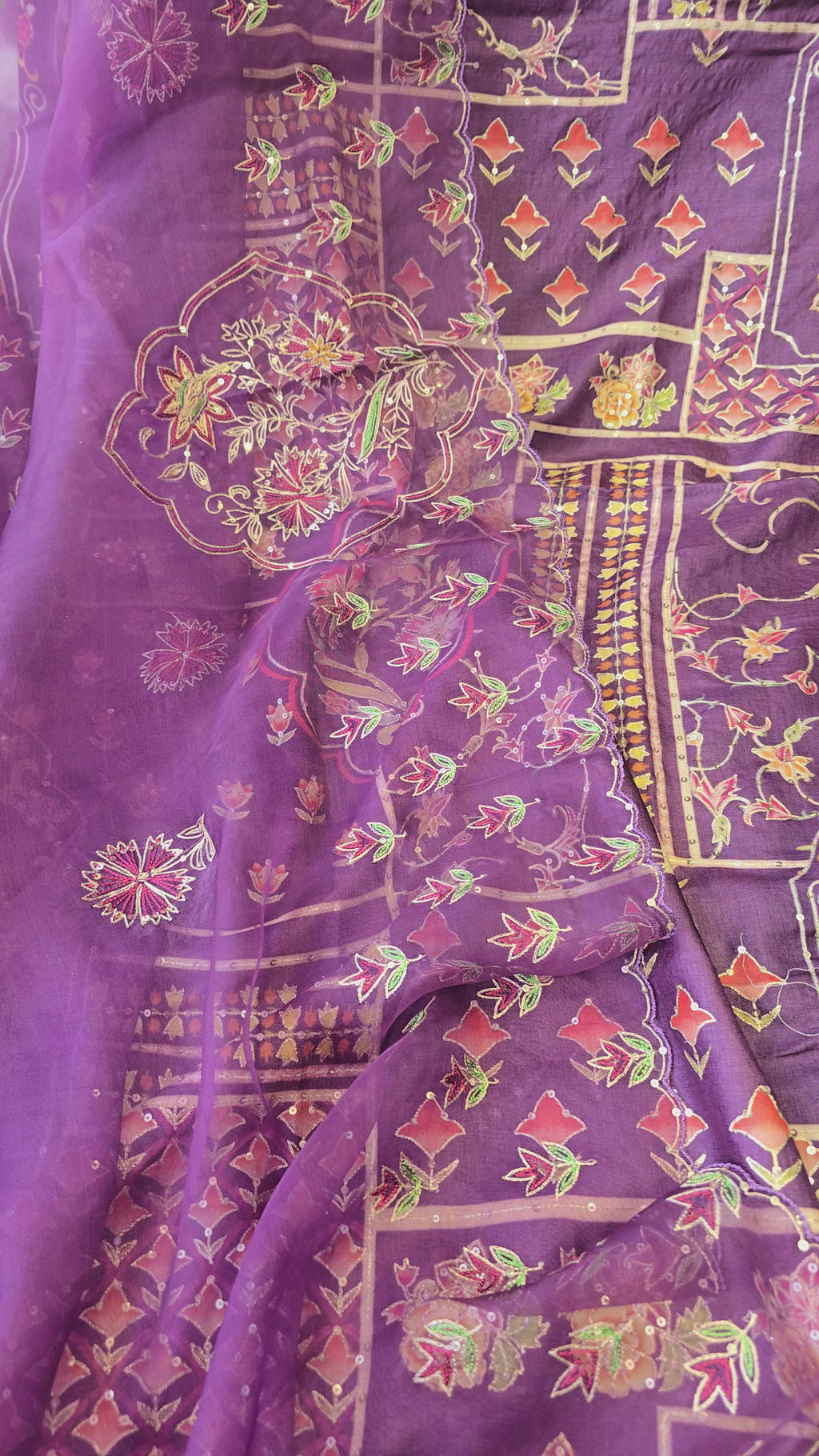 Royel tussar silk designer handwork unstitched 3pc suit set