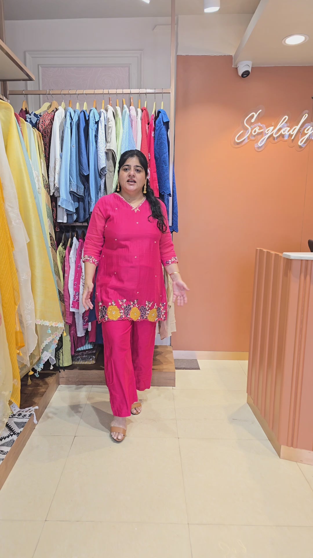 Rani pink v neck handwork co-ord