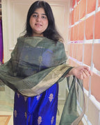 Royal blue silk suit set