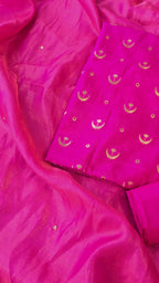 Fuschia pink pure chiniya silk 3pcs suit set