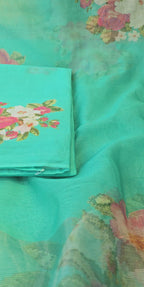 Seafoam green mul chanderi 3pcs suit set