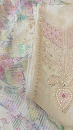 Silk tissue organza 3pc unstitched suit set