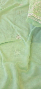 Light green kota doria 3pcs suit set