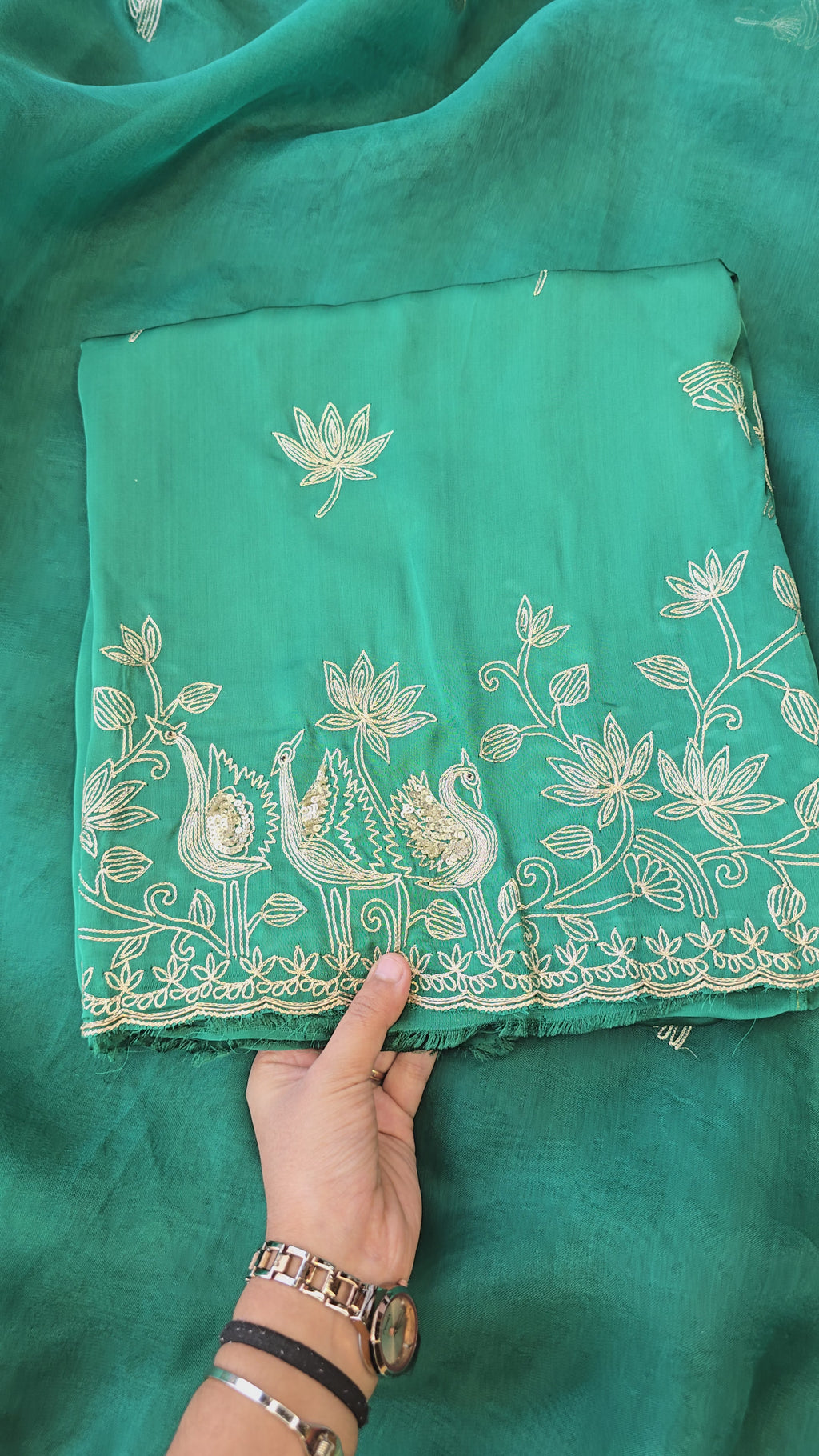 A beautiful turquoise 3pc set with organza dupatta