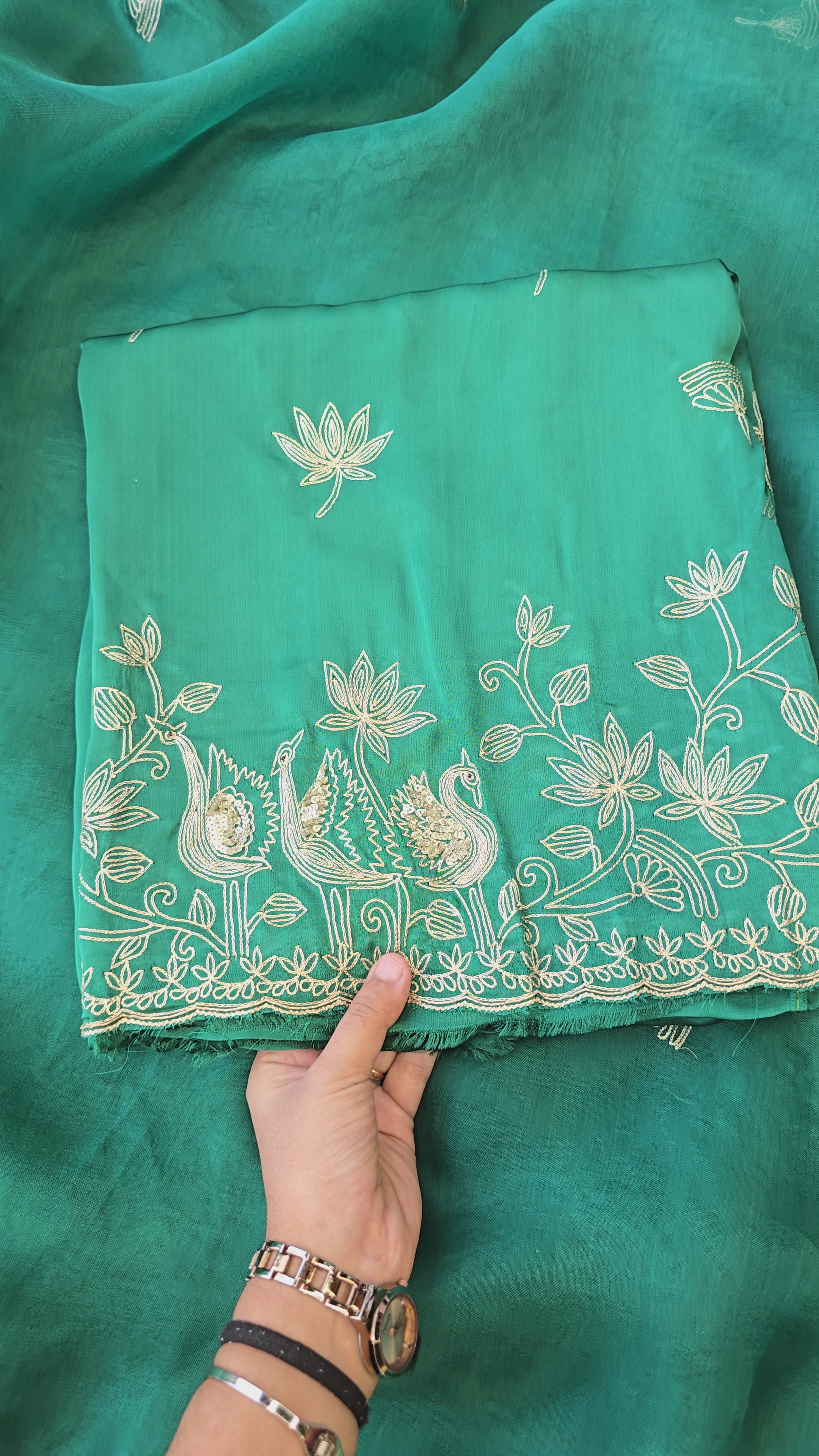 A beautiful turquoise 3pc set with organza dupatta