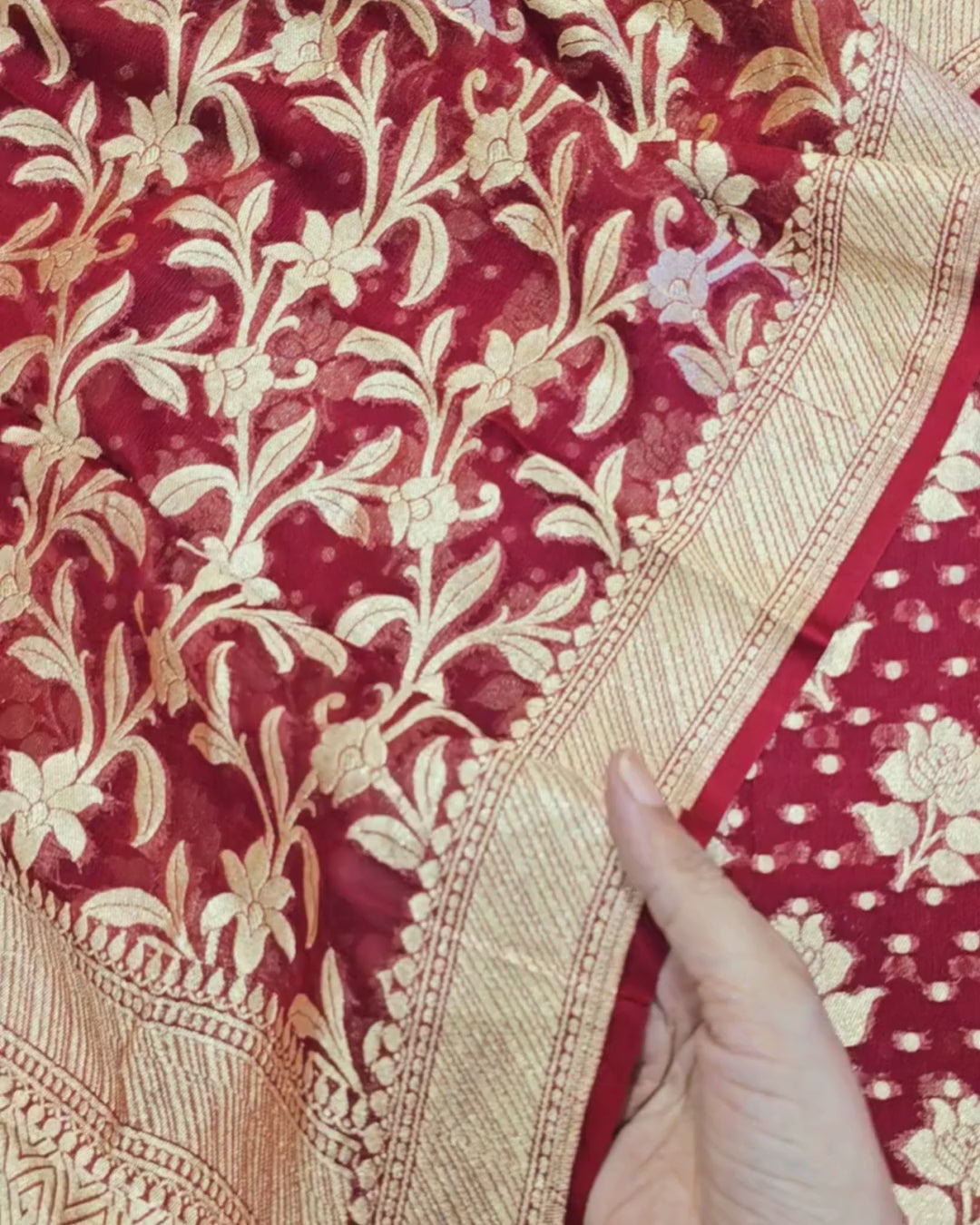 Ruby red georgett suit set