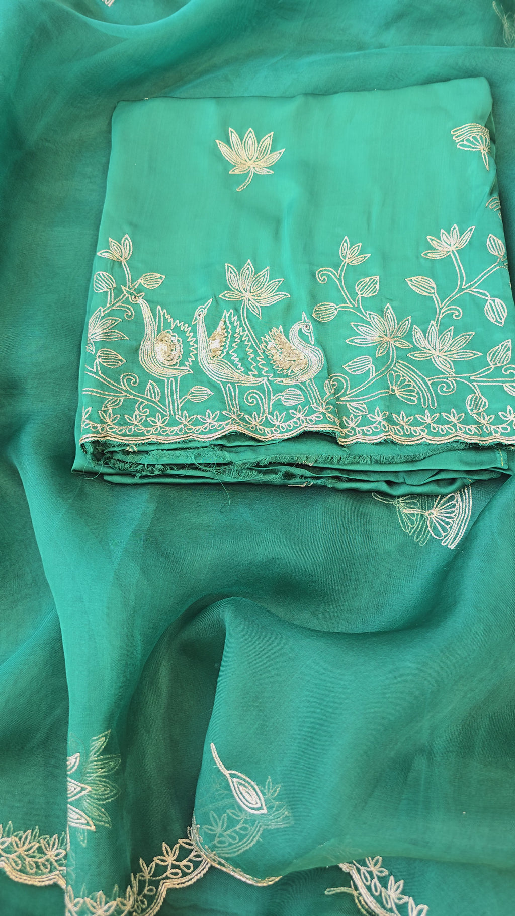 A beautiful turquoise 3pc set with organza dupatta