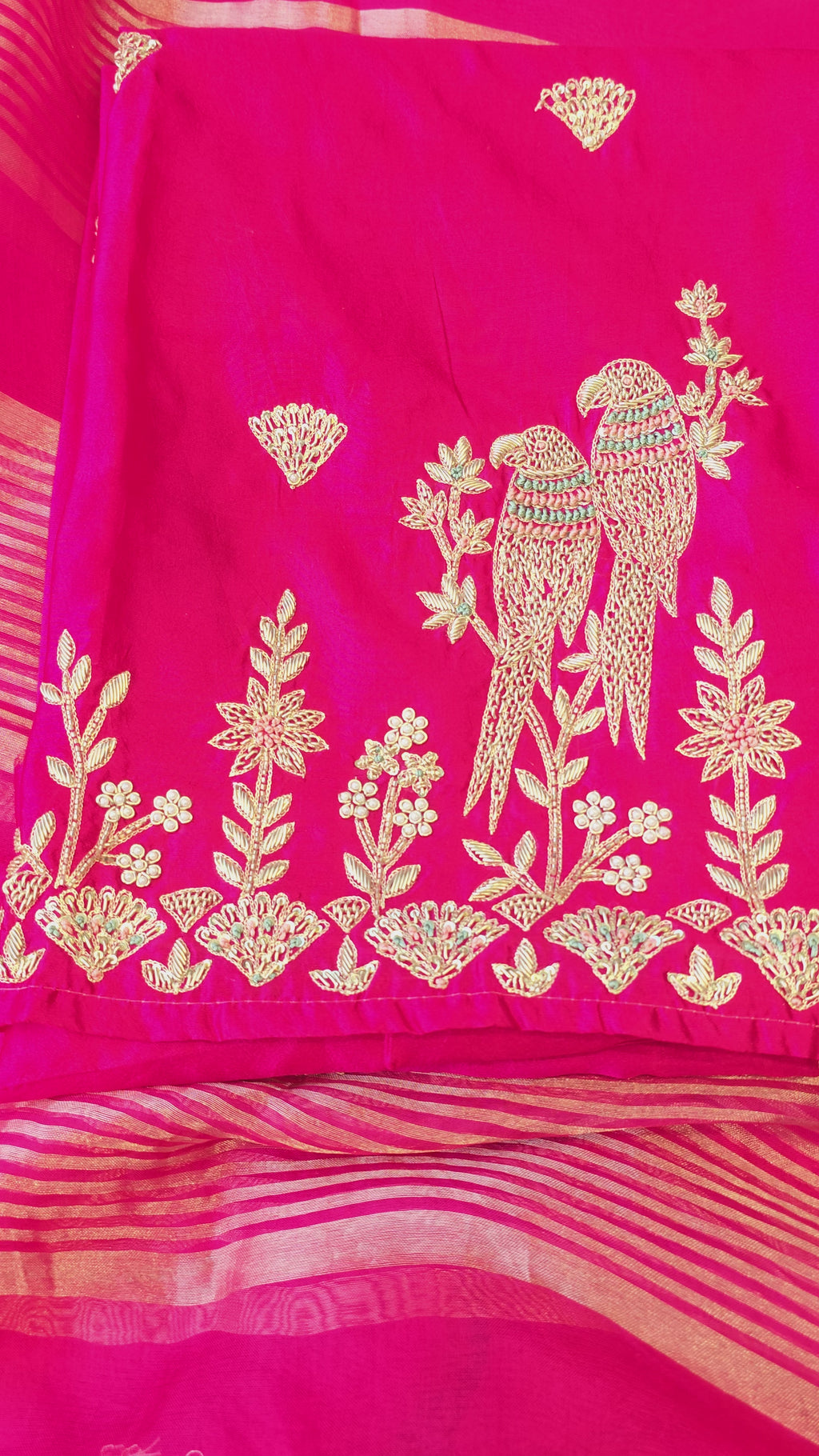 A beautiful magenta pink designer handwork 3pc set