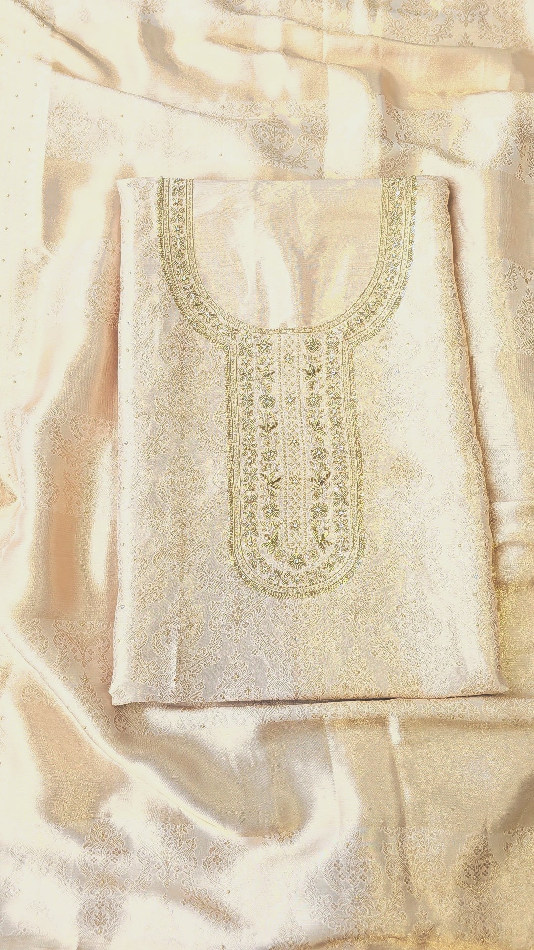 Silk brocade tissue 3pc unstitched suit set
