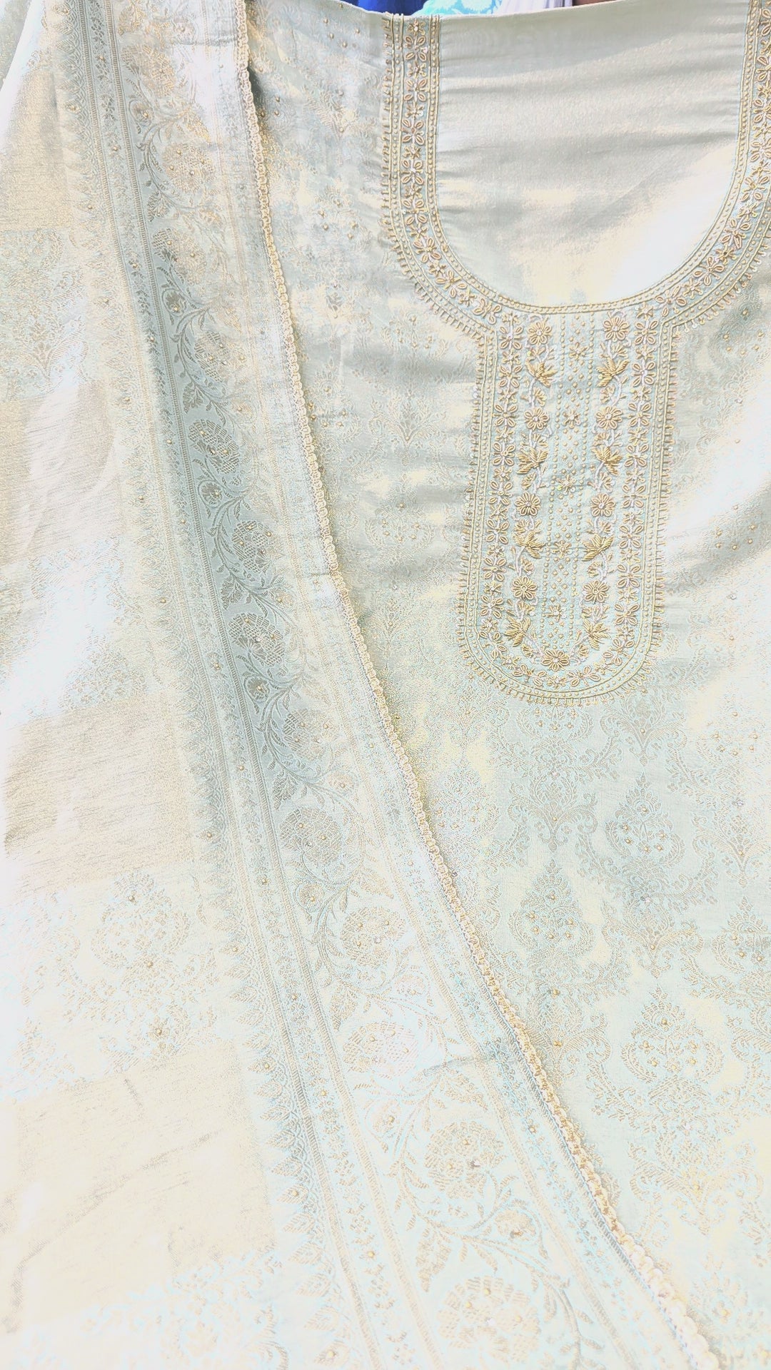Silk brocade tissue 3pc unstitched suit set