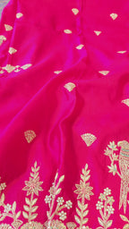 A beautiful magenta pink designer handwork 3pc set