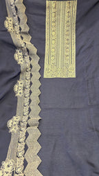Russian silk zari detailing 3pc unstitched suit set