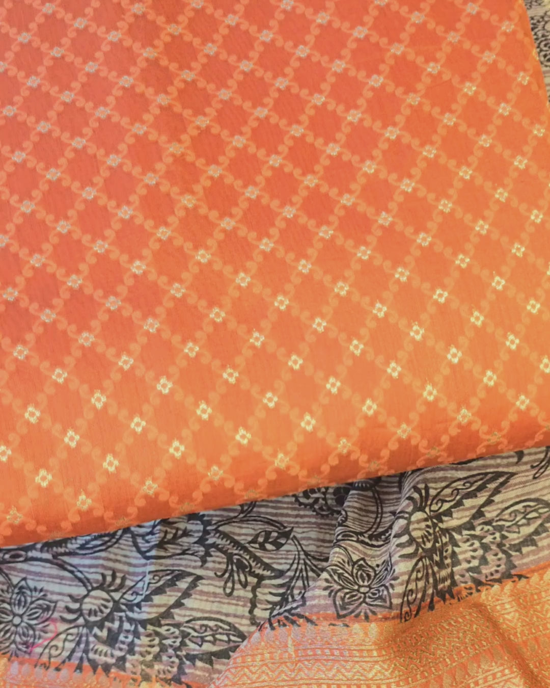 Rust orange geometric pattern suit set