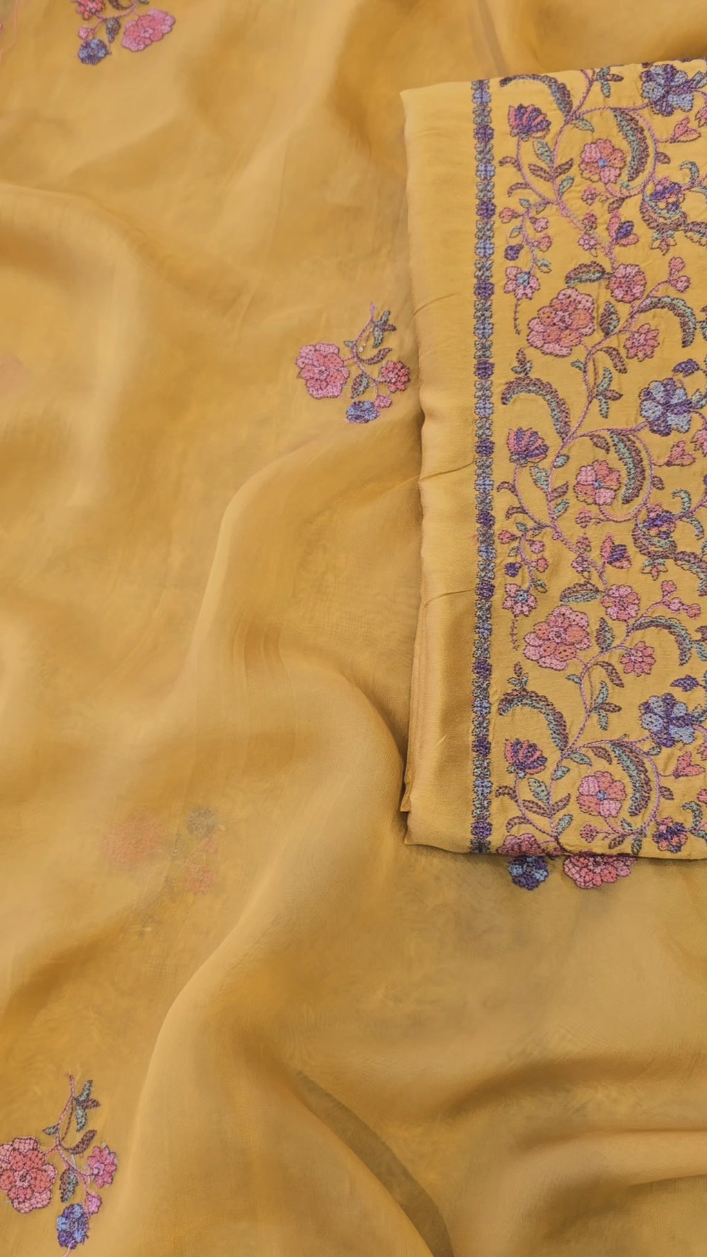 Musted yellow russian silk suit set