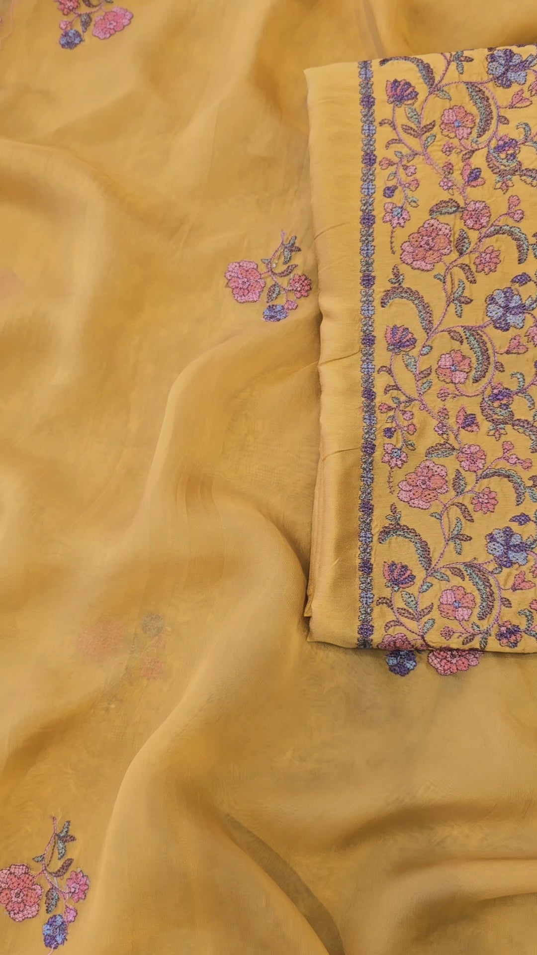 Musted yellow russian silk suit set