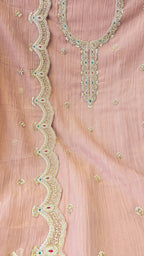 Crushed tissue hand embroidered 3pc unstitched suit set