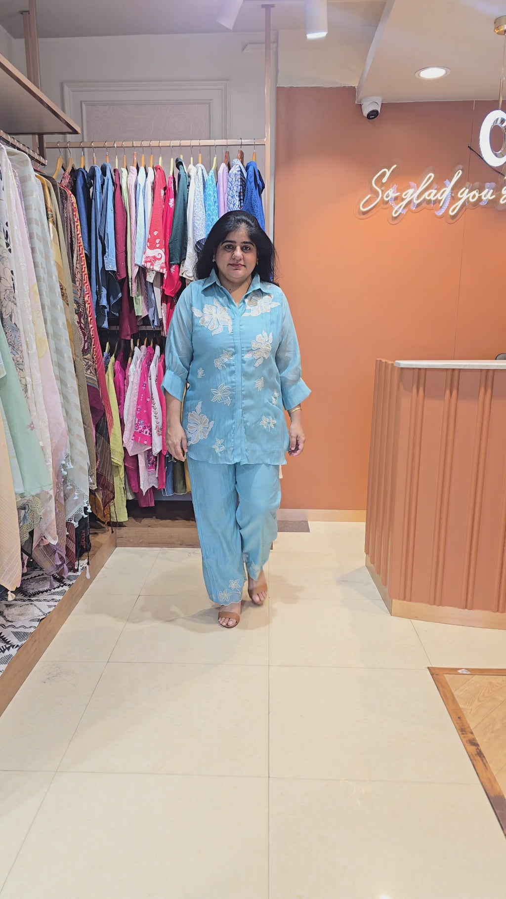 Light blue mul chanderi co-ord set
