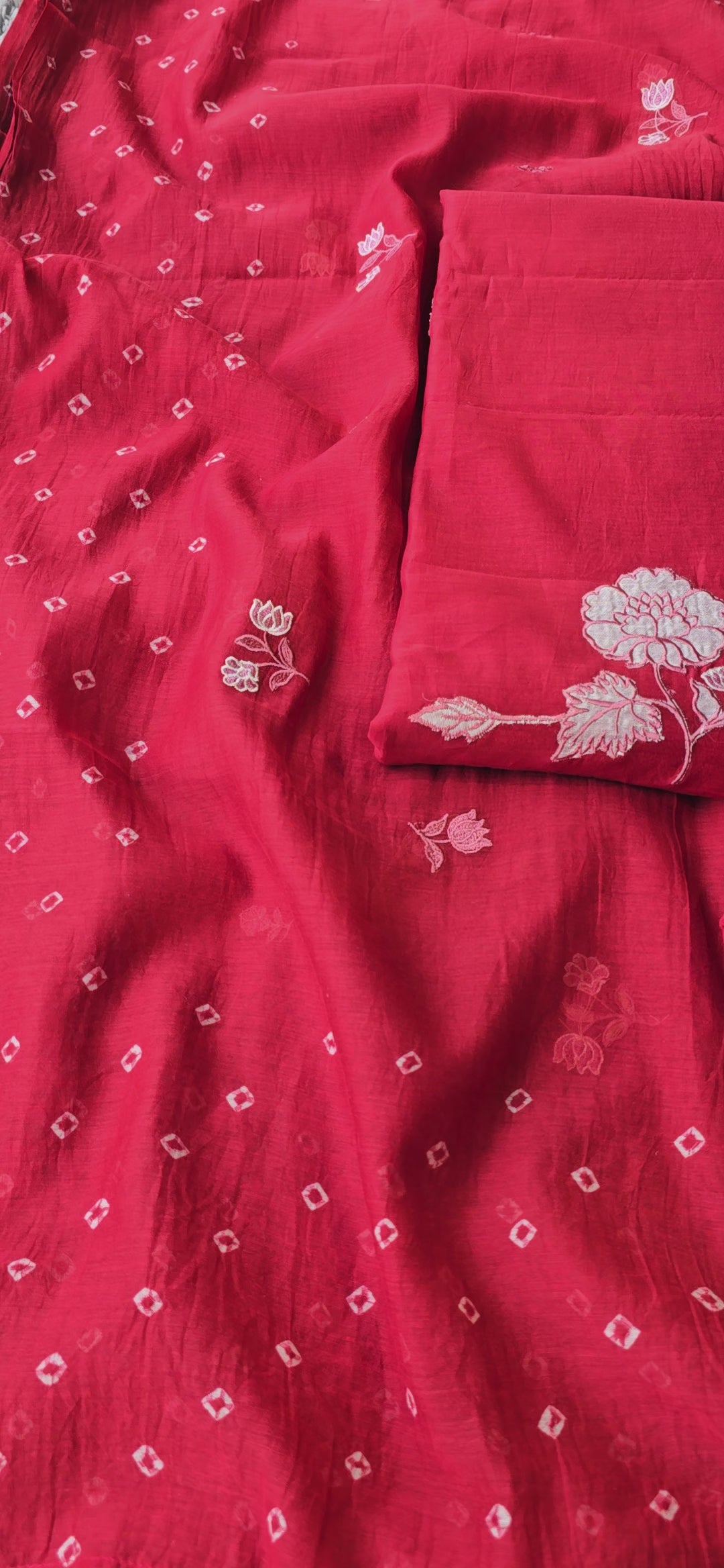 Rubby red pure mul cotton 3pcs suit set