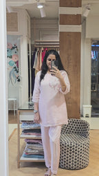 Pestal pink organza co-ord set