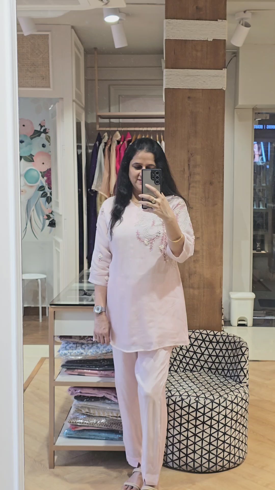 Pestal pink organza co-ord set