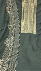 Russian silk zari detailing 3pc unstitched suit set