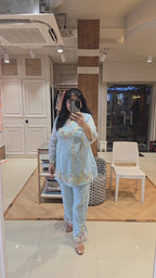 Blue mul chanderi co-ord set