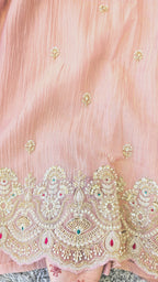 Crushed tissue hand embroidered 3pc unstitched suit set